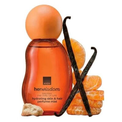 Set cadou portocaliu Avon HerWisdom Baobab pentru corp si par, crema aerata 180 ml, balsam reparator Wonderbalm 50 ml, spray parfumat, cuier autoadeziv transparent [9]