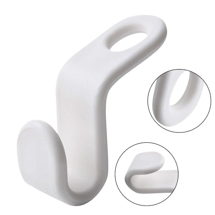 Set carlige pentru umerase, economisire spatiu in dulap, compatibile cu umerase din lemn, metal si plastic, 10 bucati, alb [7]