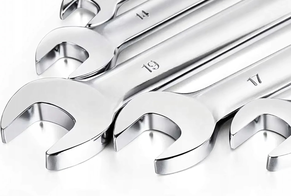 Set chei combinate argintiu 8-24 mm, 10 piese din otel CrV, chei fixe si inelare cu husa [4]