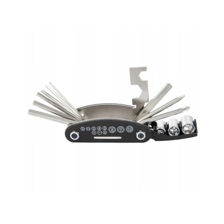 Set chei multifunctionale pentru bicicleta, 16 in 1, scule pliabile tip briceag, cu chei imbus, surubelnite, adaptor tubular si cheie spite – design compact si rezistent [2]