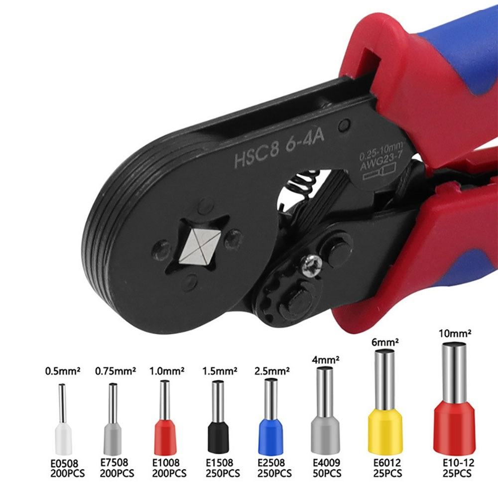 Set cleste de sertizare cu 1200 pini terminali, 0.25–10 mm², mecanism cu clichet, maner ergonomic, multicolor [7]