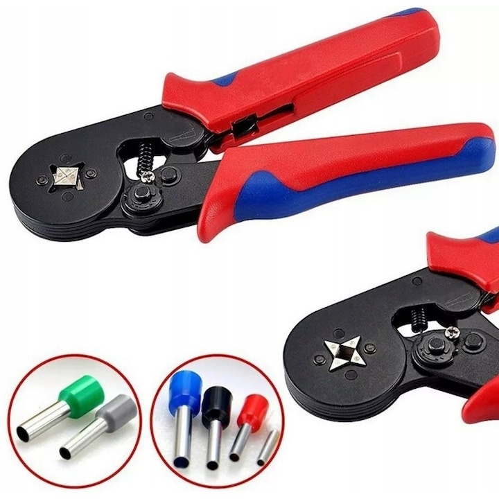 Set cleste de sertizare hexagonala cu 500 terminale tubulare pentru conductori electrici, 0.14–10 mm², lungime 16 cm [3]