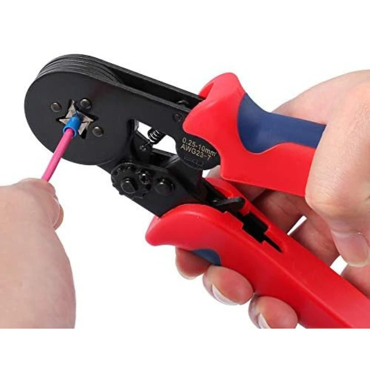 Set cleste profesional de sertizare si trusa 500 pini terminali electrici izolati, ferule multicolore pentru cabluri, cutie compartimentata [2]