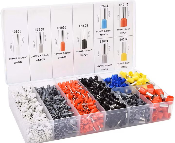 Set cleste sertizare 0.25-10 mm² cu trusa 1800 pini terminali izolati, 8 dimensiuni, ferule electrice multicolore pentru cabluri [2]