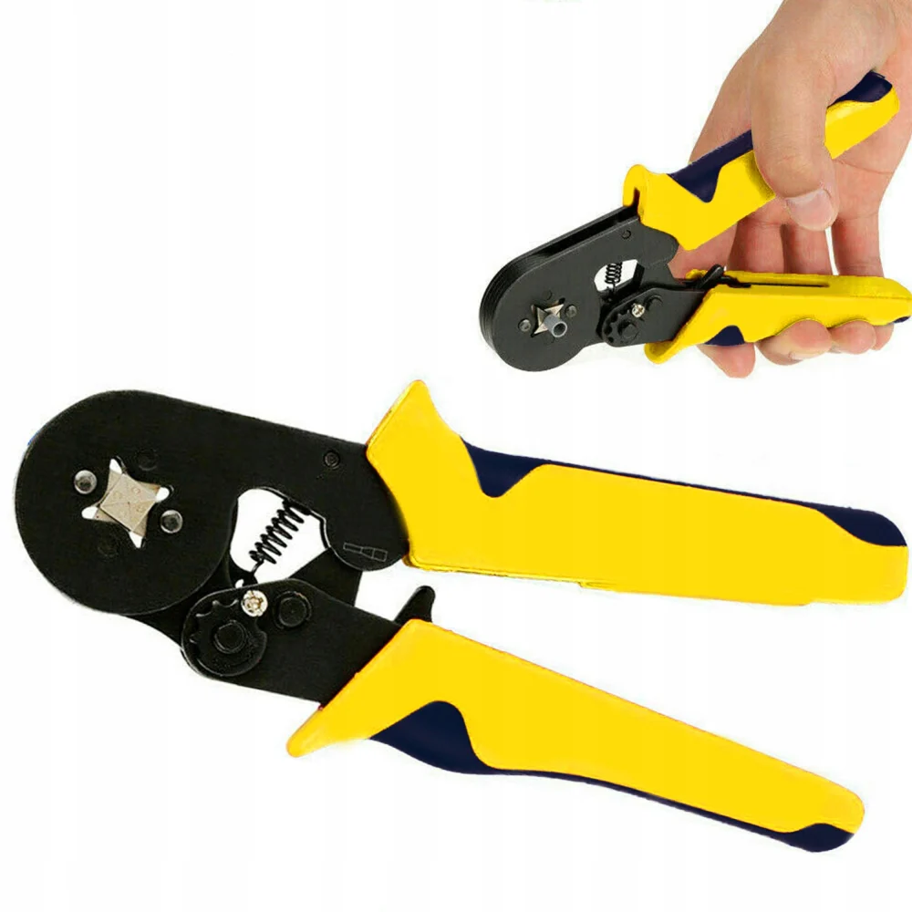 Set cleste sertizare galben-negru 0.25-10 mm² cu trusa 500 pini terminali izolati, ferule multicolore pentru cabluri electrice [6]