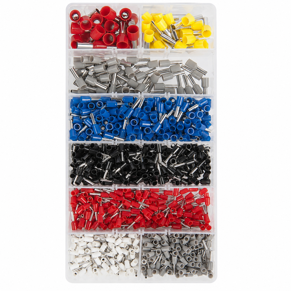 Set cleste sertizare si cutie cu 1800 conectori electrici tip tub capat izolati pentru cabluri multifilare AWG 0.5-10 mm² [4]