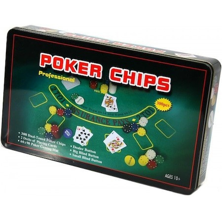 Set complet de poker 300 jetoane,zaruri,carti,jetoane,cutie metalica de depozitare [2]