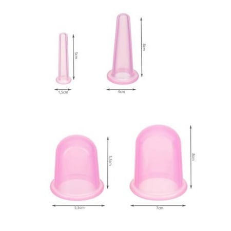 Set complet de masaj cu 4 ventuze si 1 rola din cauciu, sac depozitare inclus - Roz [2]