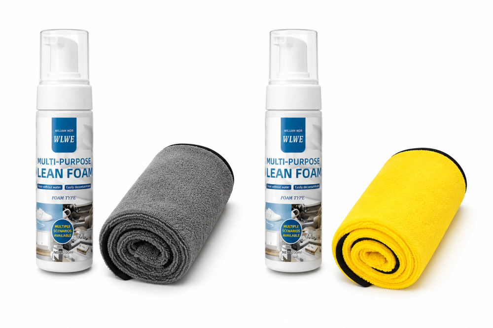 Set complet pentru curatare auto si casa, 2 spume active multisuprafete 200 ml si 2 lavete premium din microfibra 30 x 30 cm [2]