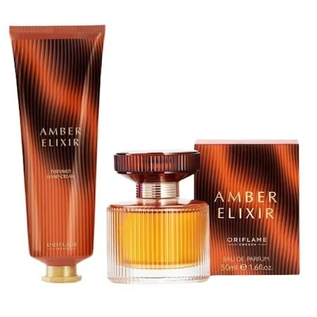 Set complet pentru Ea Amber Elixir (apa de parfum, crema de maini), insotit de insigna Dactylion cu mesaj motivational, cadou un trandafir rosu suflat la baza cu aur [4]