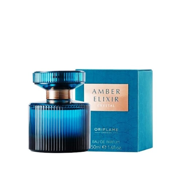 Set complet pentru Ea, Apa de parfum Amber Elixir Crystal, insotit de insigna Dactylion cu mesaj motivational, cadou un trandafir rosu suflat la baza cu aur [2]