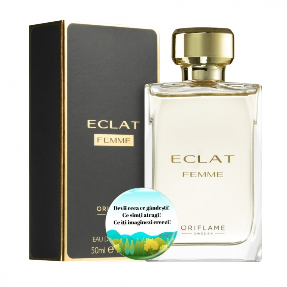 Set complet pentru Ea, Apa de toaleta Eclat Femme 50 ml, insotit de insigna Dactylion cu mesaj motivational