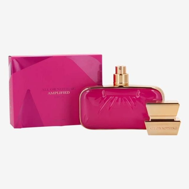 Set complet pentru Ea, parfum de femei All or Nothing Amplified, insotit de insigna Dactylion cu mesaj motivational, cadou un trandafir rosu suflat la baza cu aur [2]
