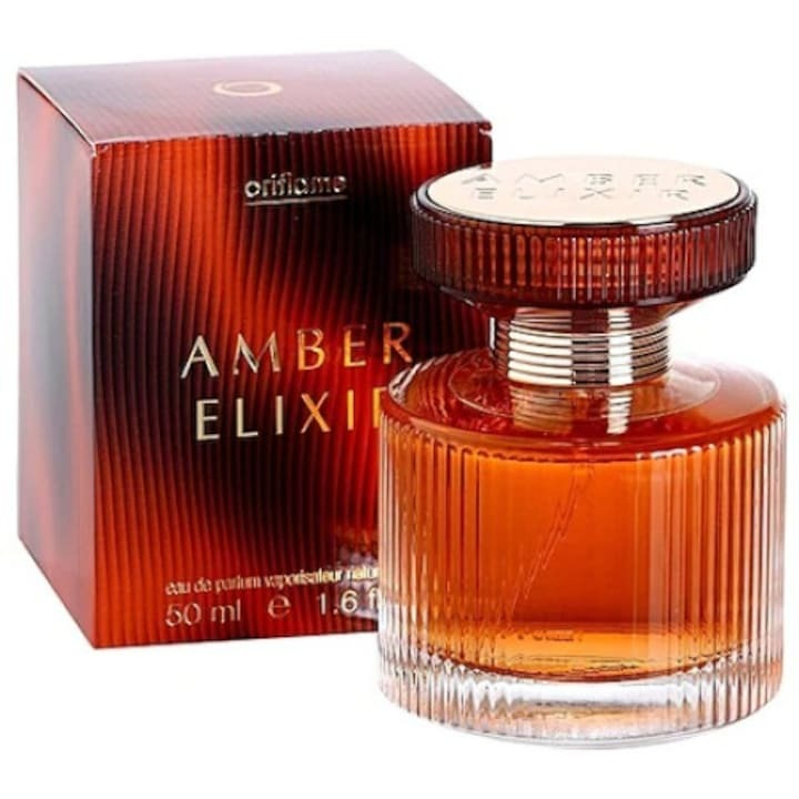 Set complet pentru Ea, parfum de femei Amber Elixir 50 ml, insotit de insigna Dactylion cu mesaj motivational, si un trandafir rosu cadou suflat la baza cu aur [4]