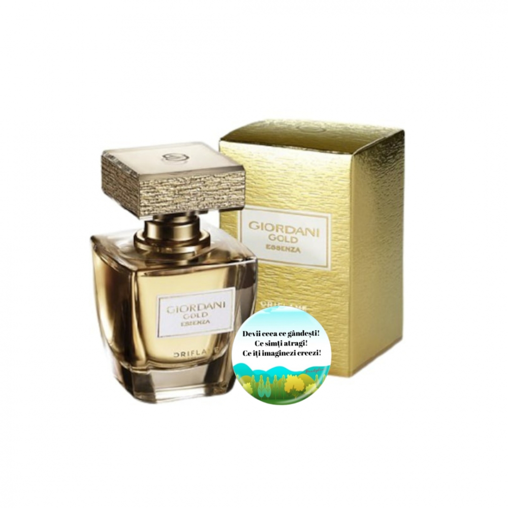 Set complet pentru Ea, parfum de femei Giordani Gold Essenza, insotit de insigna Dactylion cu mesaj motivational, cadou un trandafir rosu suflat la baza cu aur [2]