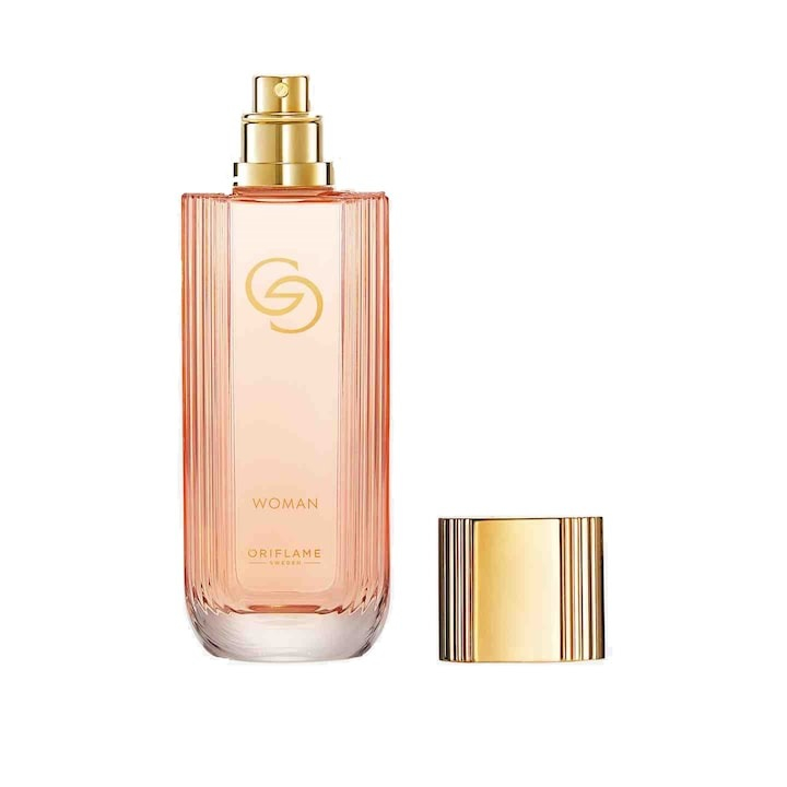 Set complet pentru Ea, parfum de femei Giordani Gold Woman, insotit de insigna Dactylion cu mesaj motivational, cadou un trandafir rosu suflat la baza cu aur [4]