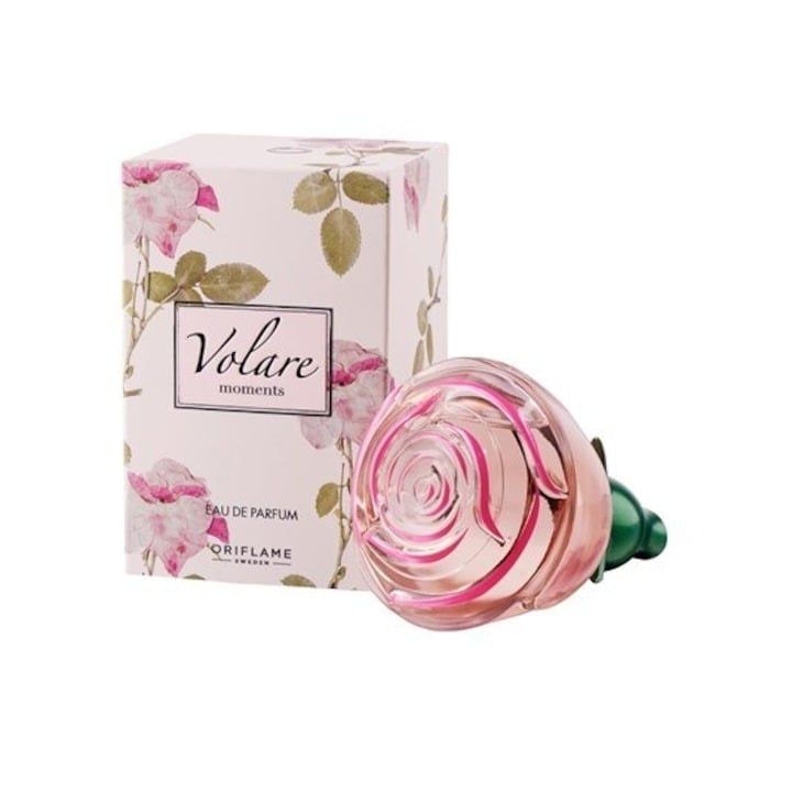 Set complet pentru Ea, parfum de femei Volare Moments, insotit de insigna Dactylion cu mesaj motivational, cadou un trandafir rosu suflat la baza cu aur [2]