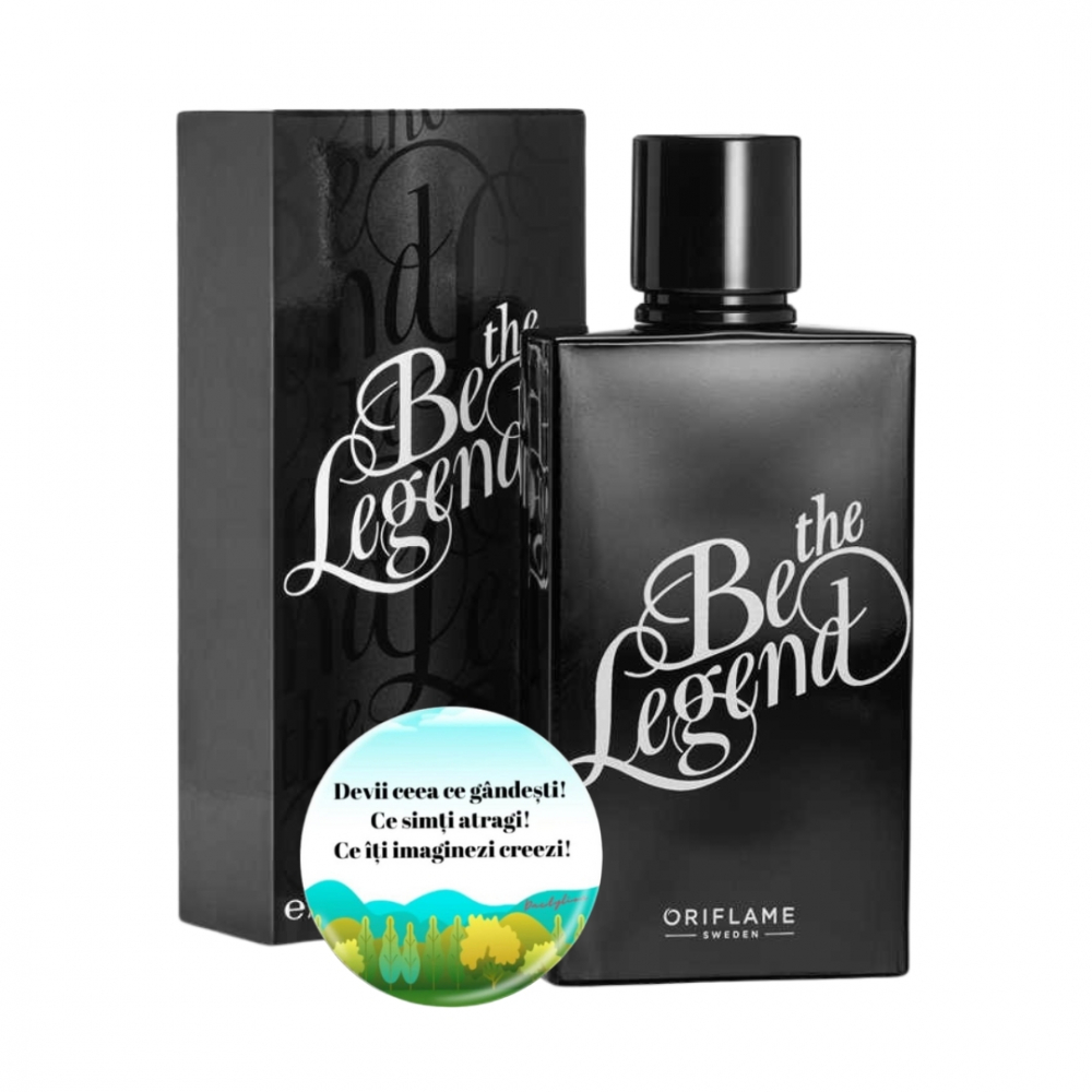 Set complet pentru El, Apa de toaleta pentru barbati Be the Legend 75 ml, insotit de insigna Dactylion cu mesaj motivational