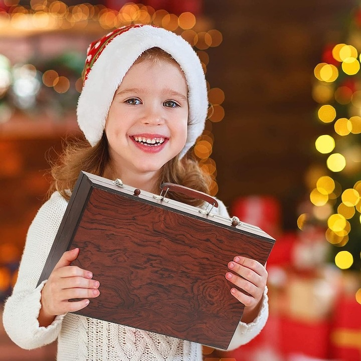 Set complet pentru pictura si desen, 123 piese, creioane, markere, acuarele, valiza lemn inclusa [16]