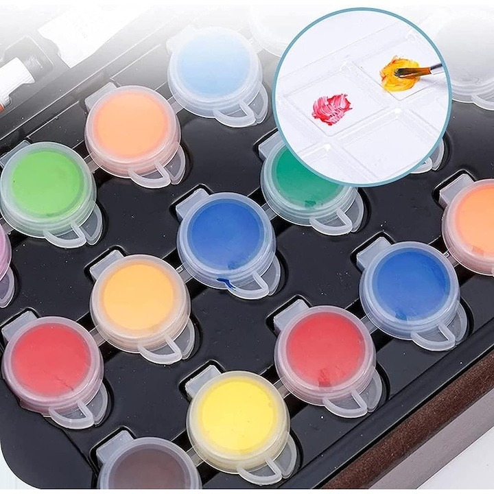 Set complet pentru pictura si desen, 123 piese, creioane, markere, acuarele, valiza lemn inclusa [18]