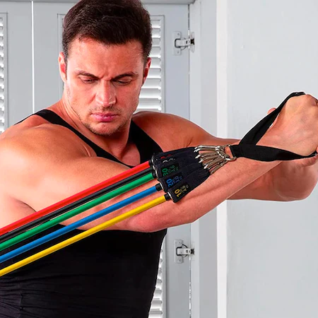 Set pentru exercitii,5 corzi fitness din latex cu accesorii si saculet transport incluse [6]