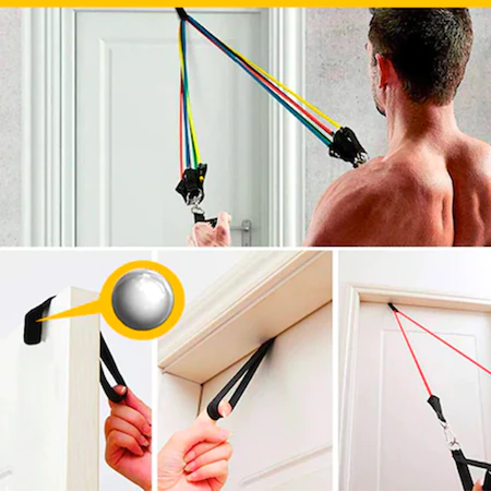 Set pentru exercitii,5 corzi fitness din latex cu accesorii si saculet transport incluse [3]