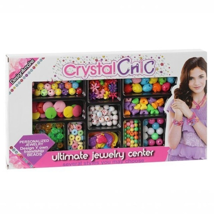 Set creatie bijuterii pentru fete, 11 tipuri de margele colorate, pentru bratari, inele si lantisoare, varsta 6+, multicolor [1]