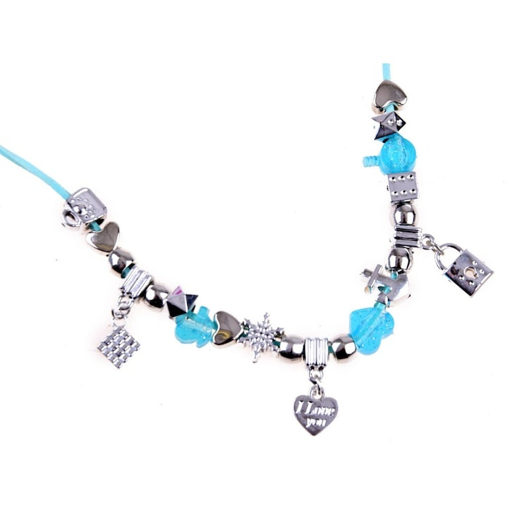 Set creativ bratari DIY pentru fete cu margele si talismane, snururi incluse, multicolor [4]