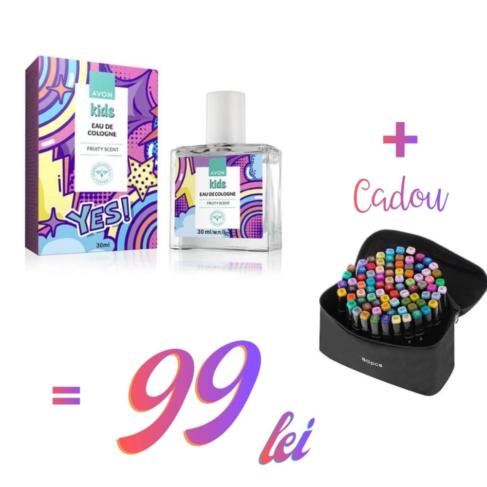Set creativ complet – 80 markere colorate profesionale cu doua varfuri + geanta depozitare si parfum fructat pentru copii, 30 ml [1]