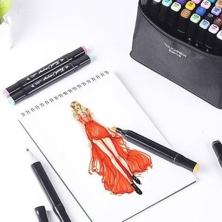 Set creativ complet – 80 markere colorate profesionale cu doua varfuri + geanta depozitare si parfum fructat pentru copii, 30 ml [7]