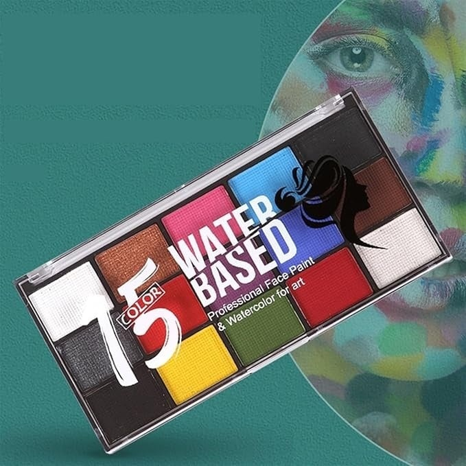 Set creativ pentru pictura pe fata si corp cu 15 culori si pensula inclusa, activare cu apa, pentru machiaj artistic si petreceri tematice [5]