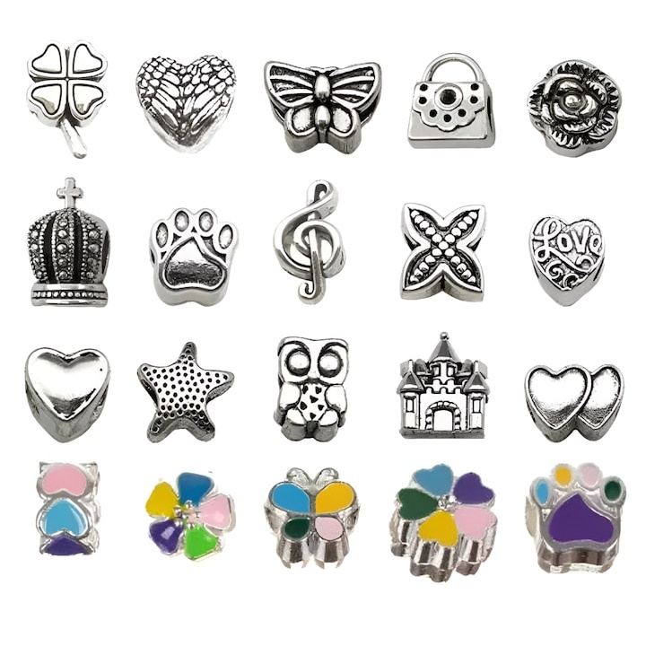 Set creativ pentru realizarea bratarilor si colierelor, cu bijuterii, pandantive si margele, 70 piese, 3 bratari, 3 coliere, pentru dezvoltarea abilitatilor manuale, geanta cu fermoar, multicolor [12]