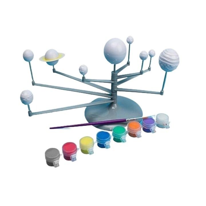 Set creativ Sistemul Solar 3D, Dodaco, cu acuarele, pensula, 19 cm, activitate interactiva pentru copii [5]