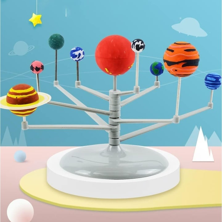 Set creativ Sistemul Solar 3D, Dodaco, cu acuarele, pensula, 19 cm, activitate interactiva pentru copii [6]