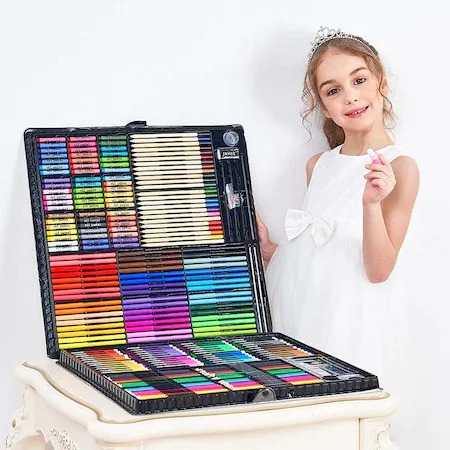 Set,trusa completa pentru copii,desenat,colorat si pictat,288 piese,trusa inclusa - Negru [2]