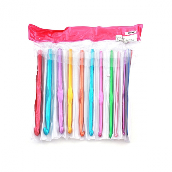 Set 12 ace de crosetat cu dimensiuni intre 2 si 8 mm, din aluminiu, multicolor [2]