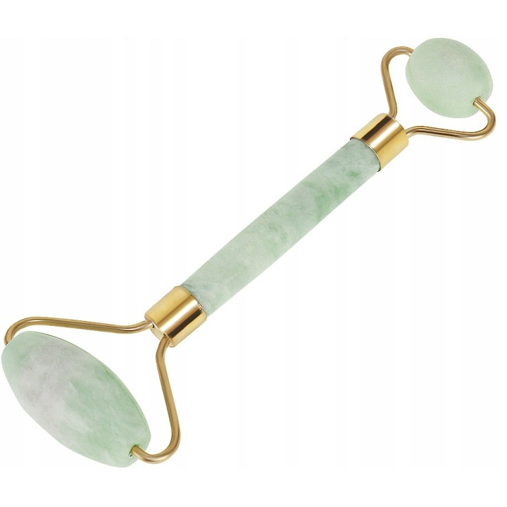 Set cu rola dubla pentru masaj facial si instrument Gua Sha, 14 x 5 cm, pentru fermitate, tonifiere si relaxare, ideal pentru ingrijirea pielii la domiciliu [8]