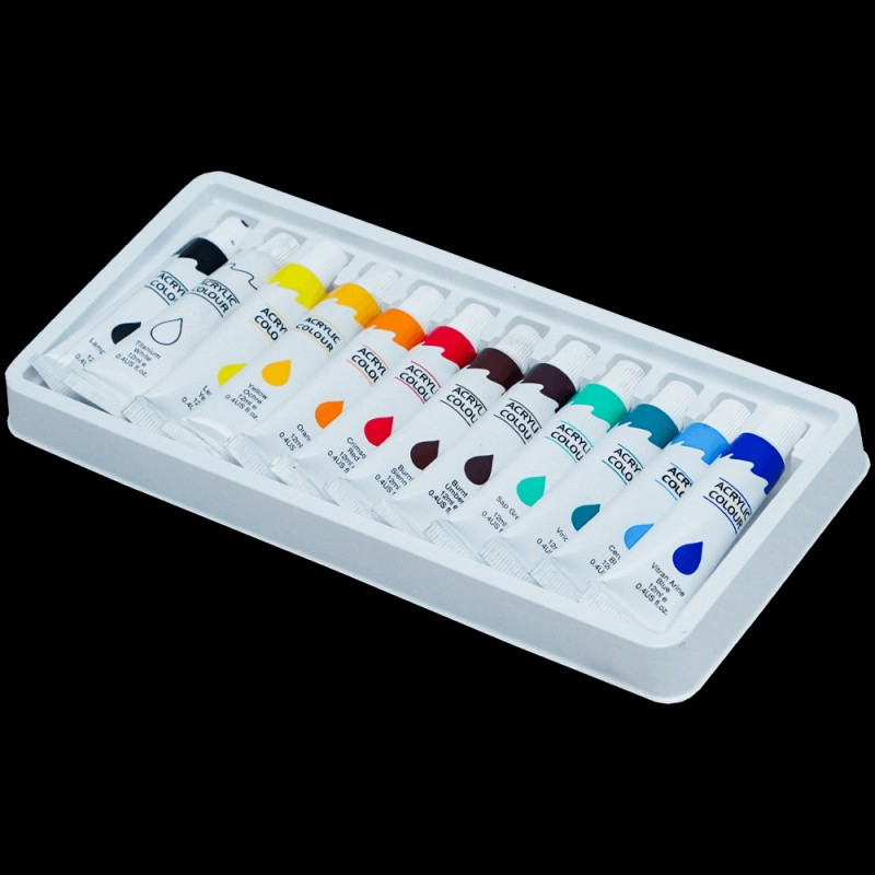 Set culori acrilice pentru pictura 12 nuante intense 12 buc x 12 ml pentru panza, lemn si hartie, vopsea artistica non-toxica pentru hobby si arta [3]