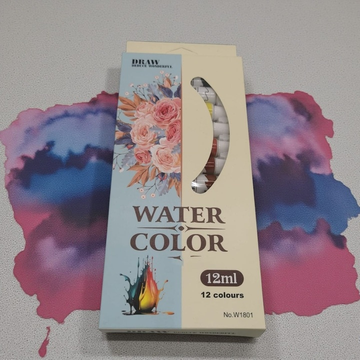 Set culori pictura pe baza de apa 12 nuante vibrante 12 x 12 ml pentru panza, hartie si carton, vopsea artistica non-toxica pentru hobby si scoala [6]