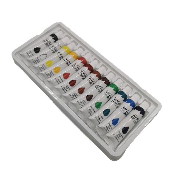 Set culori pictura pe baza de apa 12 nuante vibrante 12 x 12 ml pentru panza, hartie si carton, vopsea artistica non-toxica pentru hobby si scoala [4]