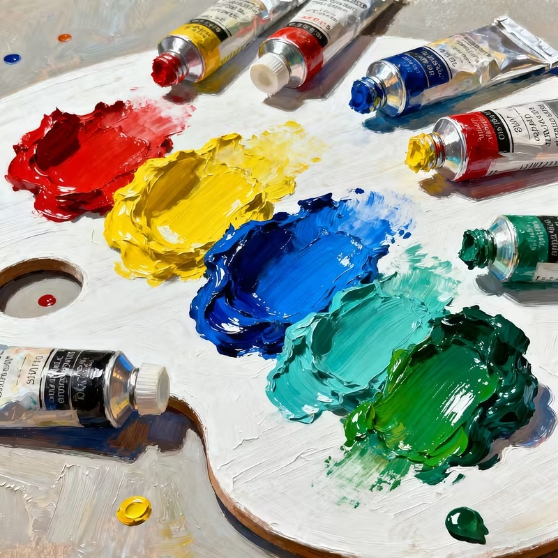 Set culori pictura ulei 12 nuante vibrante 12 buc x 12 ml pentru panza, lemn si hartie, vopsea artistica non-toxica pentru hobby si arta [11]