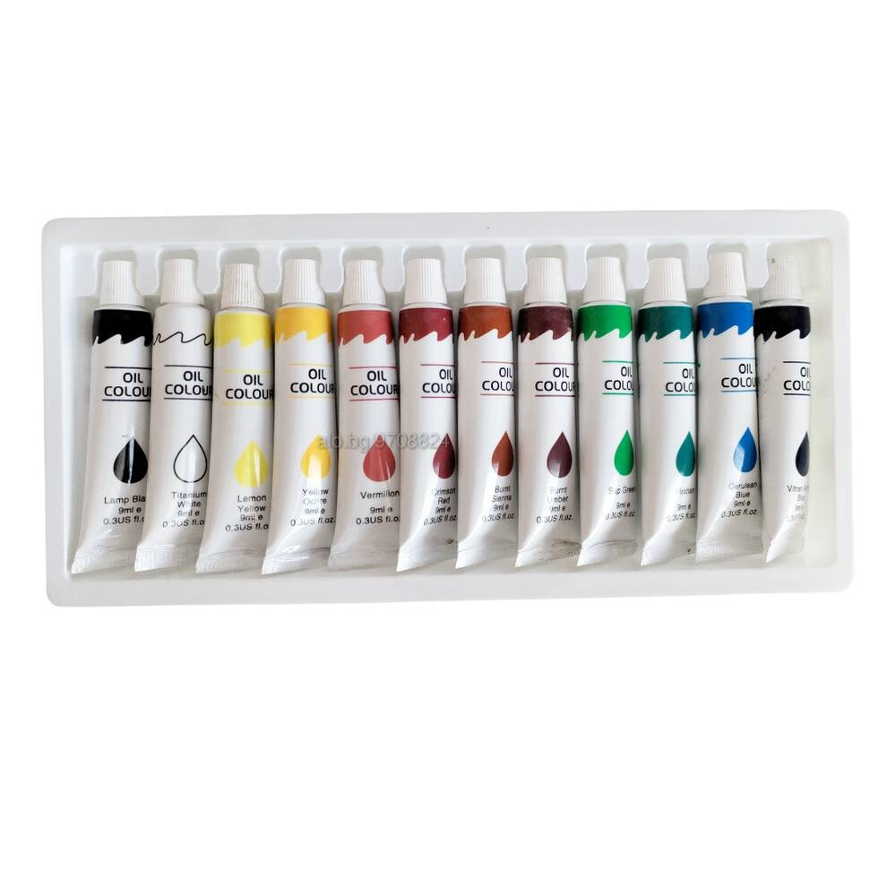 Set culori pictura ulei 12 nuante vibrante 12 buc x 12 ml pentru panza, lemn si hartie, vopsea artistica non-toxica pentru hobby si arta [3]