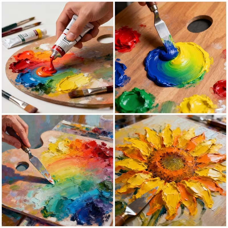 Set culori pictura ulei 12 nuante vibrante 12 buc x 12 ml pentru panza, lemn si hartie, vopsea artistica non-toxica pentru hobby si arta [13]