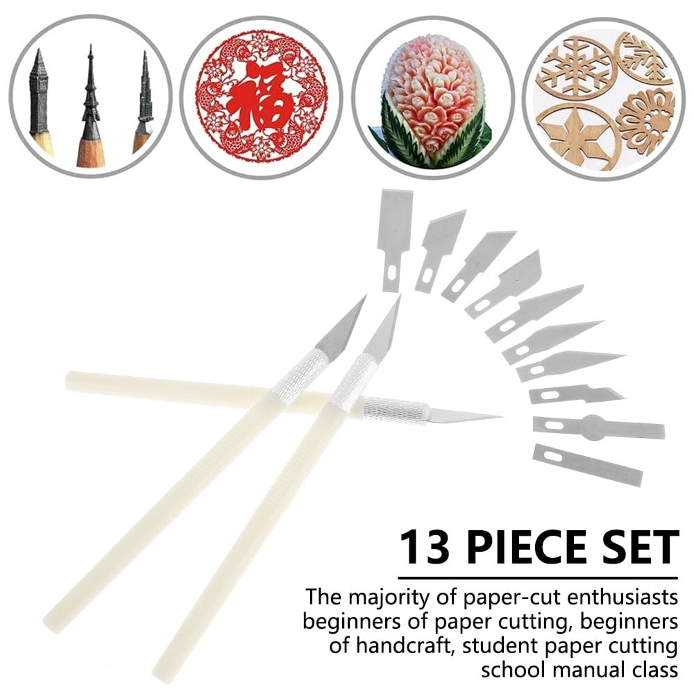 Set cutite modelare de precizie, 13 lame metalice, 3 manere, etui magnetic, pentru decupaj si lucrari fine [6]