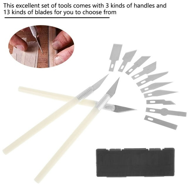 Set cutite modelare de precizie, 13 lame metalice, 3 manere, etui magnetic, pentru decupaj si lucrari fine [4]