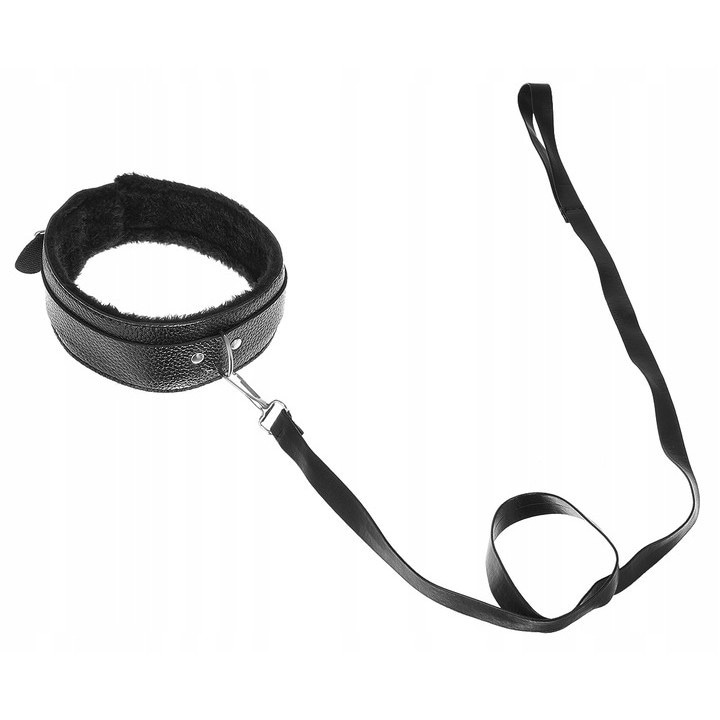 Set de 10 jucarii erotice pentru adulti, bandaj ochi, guler, bici, catuse, piele ecologica, negru [7]