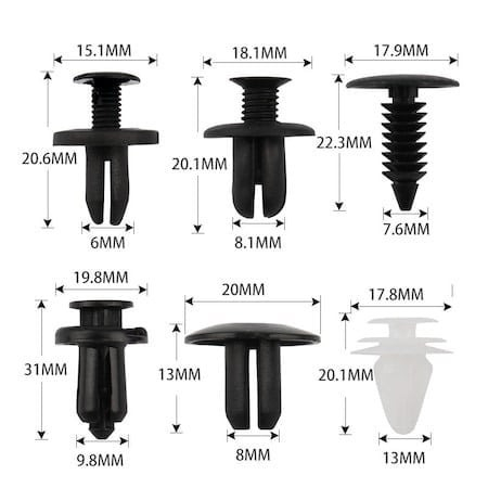 Set de 100 clipsuri demontare auto universale, 6 dimensiuni diferite + 1 surubelnita extractor metalic [6]