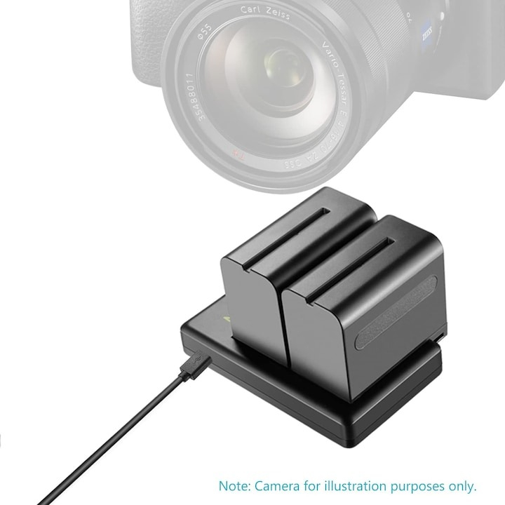 Set de 2 acumulatori Neewer NP-F970 de 6600 mAh cu incarcator dual, pentru Sony, F960 F950 F770 F750 F570 F550, LED de monitorizare [6]