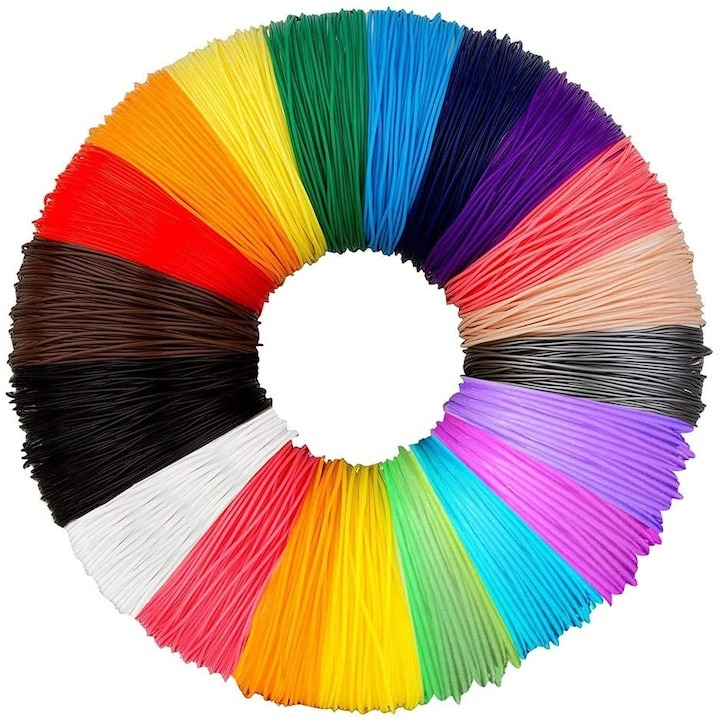 Set de 20 filamente color, 100 metri, pentru creion 3D, rezerve universale de 5 m - Multicolor [2]