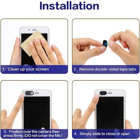 Set de 8 protectii adezive pentru camera telefon/tableta - Negru [2]